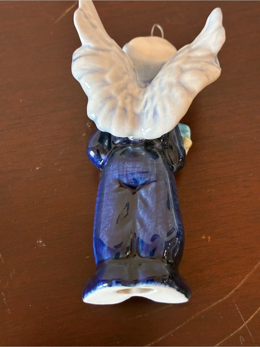 Vintage Delft Style Dutch Boy & Girl Angel Porcelain Christmas Ornaments Pair